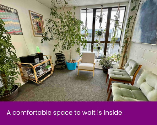 An image showing the inside of Whangārei Rape Crisis, in the waiting room